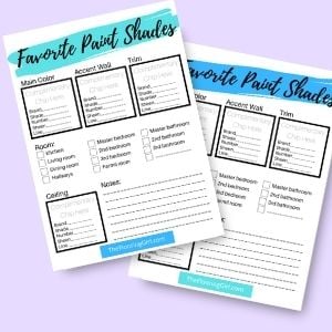 Paint shade planning sheets